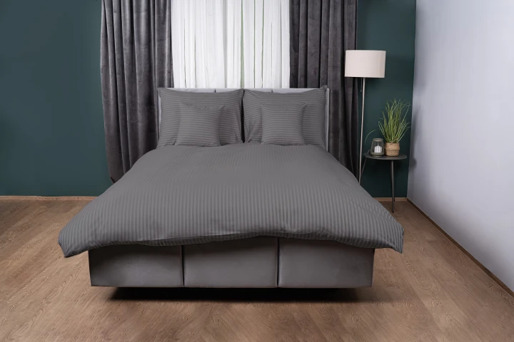 lenjerie de pat (set) 100% bumbac gri închis