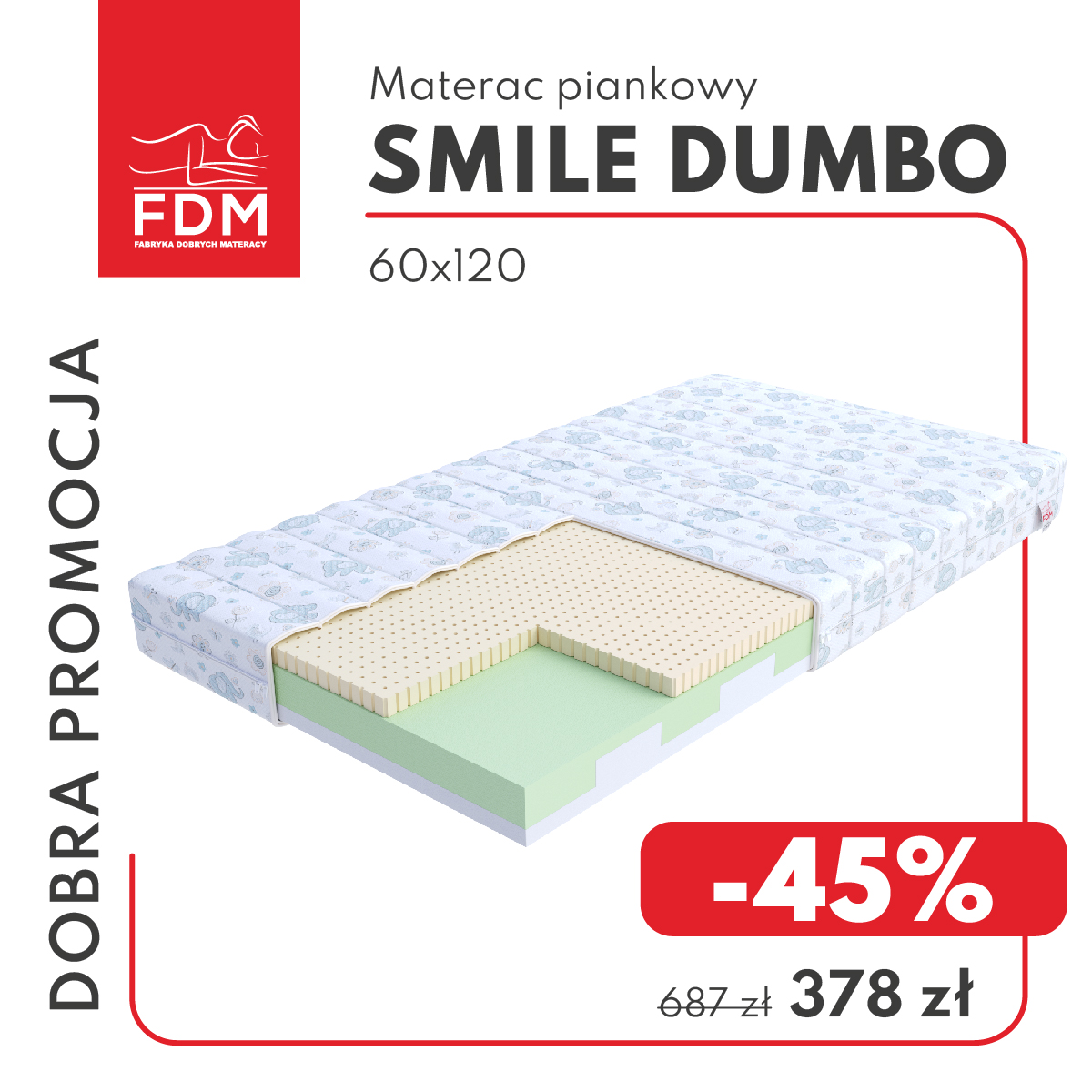 Promocja Mistrzowskie Okazje - materac SMILE DUMBO
